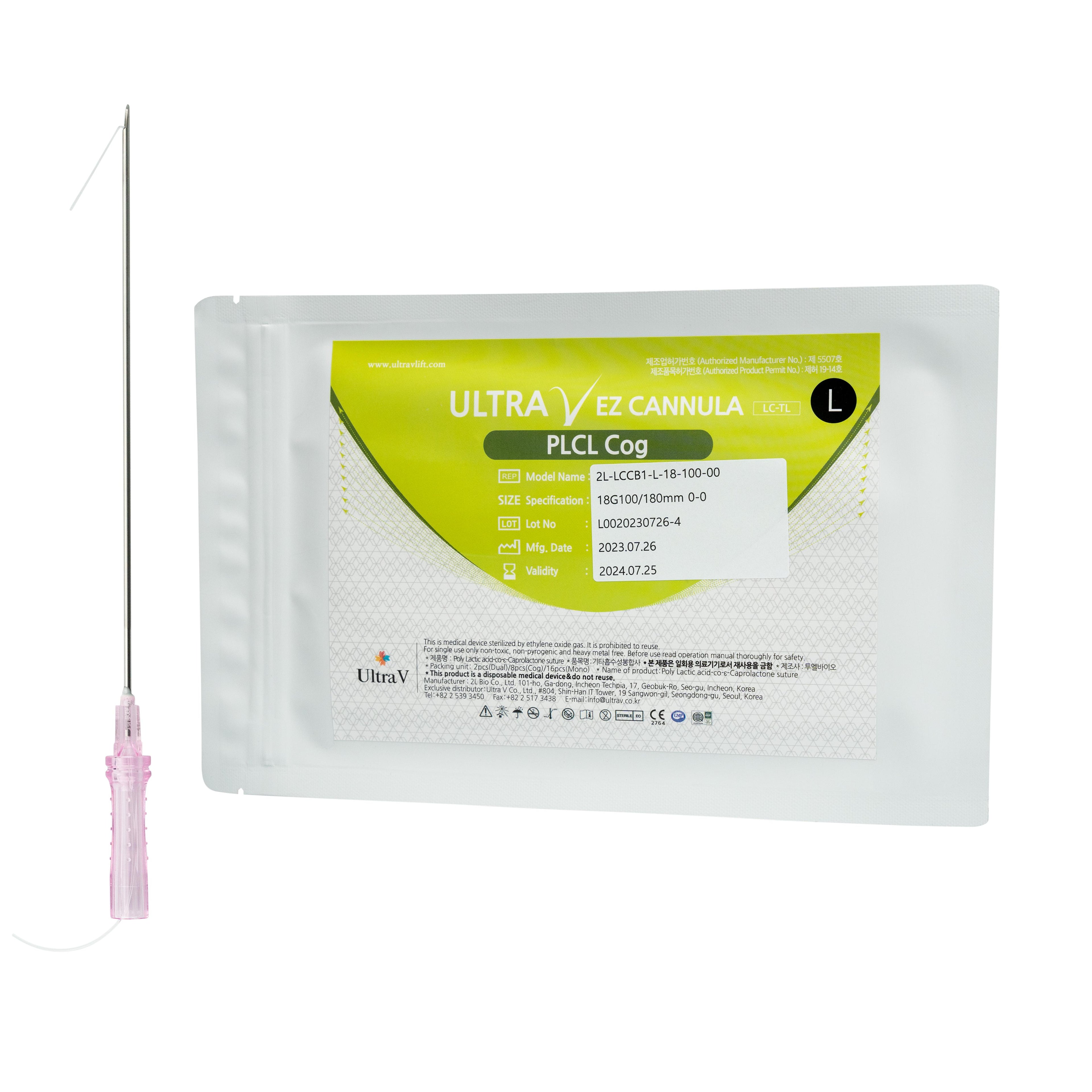 PLCL Coq EZ Cannula L type 18G 100/180mm in VE a&